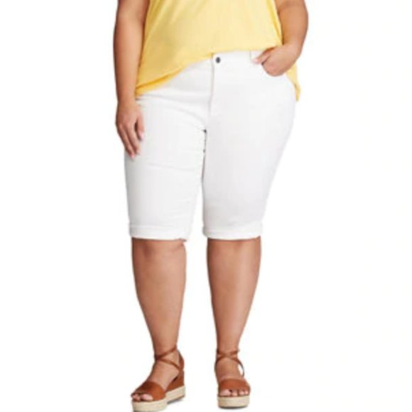Ralph Lauren Chaps Plus Size Twill Shorts White - Picture 1 of 1